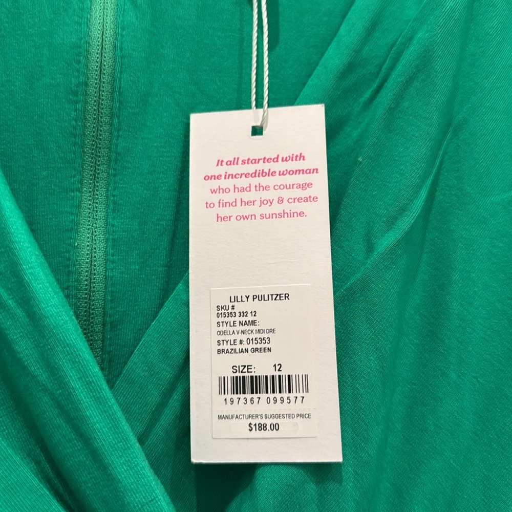 Lilly Pulitzer • Odella V-neck Midi Dress in Brazilian Green - Picture 8 of 14